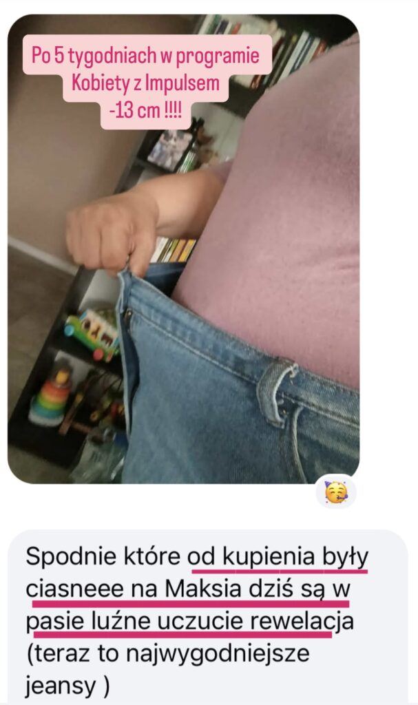 luźne spodnie po 5 tygodniach